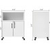 2 Door Wood File Cabinet On Wheels Mobile Lateral Storage Cabinet Printer Stand for Home Office White