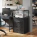 DEVAISE 2 Drawer Lateral File Cabinet with Lock Filing Cabinet fits Letter Legal A4 Size Large Printer Stand with Storage Shelves for Home Office Black