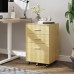 DEVAISE 3 Drawer Wood Mobile File Cabinet Rolling Filing Cabinet for Letter A4 Size Oak
