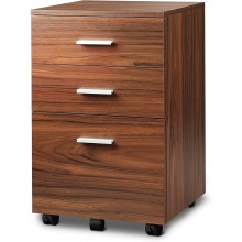 DEVAISE 3 Drawer Wood Mobile File Cabinet Rolling Filing Cabinet for Letter A4 Size Walnut