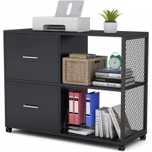 File Cabinet 2-Drawer Wood Mobile Lateral Filing Cabinet Printer Stand with Open Storage Shelves Wheels for Home Office by Tribesigns