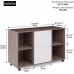 kevinplus 2-Drawer Wood File Cabinet Large Mobile Lateral Filing Cabinet Printer Stand with 4 Open Storage Shelves and Wheels for Home Office Walnut &Light Grey
