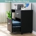 Lateral File Cabinet with Drawers and Lock Wood Filing Cabinet Rolling Printer Stand with Shelves for Home Office Black
