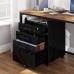 Rolanstar File Cabinet with 3 Drawer & 1 Lock Rolling Mobile Filing Cabinet with Lip Edge Office File Cabinet with Wheels for Letter Legal Size Documents Under Desk Black Vertical File Cabinet