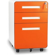 Superday Metal File Cabinet with Wheels and Keys 3 Drawer Filing Cabinet Pre-Assembled Mobile Under Desk Storage Cabinet for A4 Letter Legal Orange