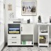 Tangkula Mobile File Cabinet with 2 Drawers Lateral Filing Cabinet with Wheels Rolling Printer Stand with Open Storage Shelves Multifunctional Storage Cabinet for Home & Office White