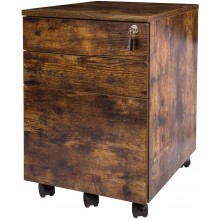 TOPSKY 3 Drawers Wood Mobile File Cabinet Fully Assembled Except Casters Rustic Brown