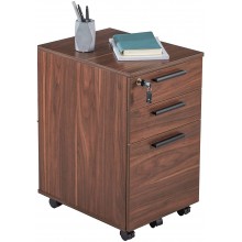 Vicllax 3 Drawer Mobile File Cabinet Under Desk Storage Fully Assembled Except Casters for Home Office Brown Walnut
