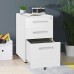 White 3 Drawer File Cabinet with Wheels Locking Mobile Filing Cabinet with Lock Office Rolling File Cabinets for Legal Letter Size with 2 Key and Hanging Frame Metal Steel Frame