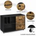 Yaheetech 2 Drawer Lateral File Cabinets with 4 Open Storage Shelves for Letter Size A4 Size Mobile Large Filing Cabinet Printer Stand on Wheels for Home Office Black Rustic Brown