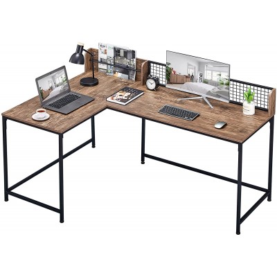 GreenForest L Shaped Desk 65 x 43 Large L Desk with Storage Corner Computer Desk for Writing Home Office Study Gaming Modern Desk with Hutch Walnut