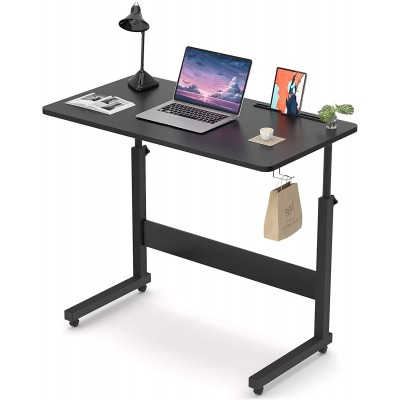 Armocity Height Adjustable Desk 32 Manual Standing Desk Small Mobile Rolling Computer Desk with Wheels and Hook Portable Laptop Table for Home Office Living Room Bedroom Black