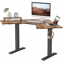 BANTI Dual Motor L-Shaped Electric Standing Desk 48 Inches Adjustable Height Stand Up Desk Sit Stand Home Office Desk with Rustic Brown Top Black Frame