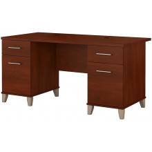 Bush Furniture WC81728 Office Desk with Drawers 60W Hansen Cherry