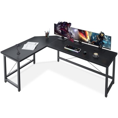 Coleshome 66 L Shaped Gaming Desk Corner Computer Desk Sturdy Home Office Computer Table Writing Desk Larger Gaming Desk Workstation Black