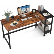 CubiCubi Computer Home Office Desk 55 Inch Small Desk Study Writing Table with Storage Shelves Modern Simple PC Desk with Splice Board Brown Black