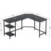 CubiCubi L Shaped Desk with Shelves 59.1 Inch Reversible Corner Computer Desk for Home Office with Large Storage Shelves Easy to Assemble Black