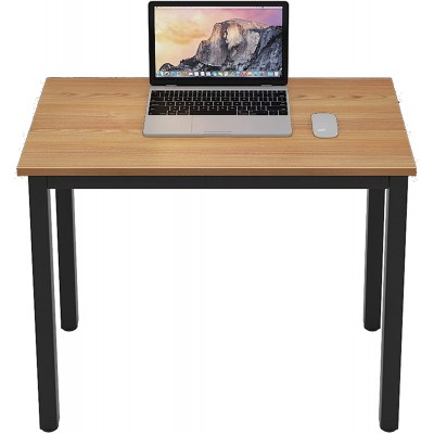 DlandHome 31.5 inches Small Computer Desk for Home Office Activity Table Writing Table for Small Spaces Study Table Student Laptop Desk Teak and Black DND-AC3BB-8040