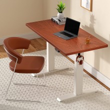 Electric Standing Desk 48 x 24 Inches TEMPSPACE Adjustable Height Computer Desk Whole Piece Sit Stand Desk for Home Office Memory Preset White Frame + Walnut Top 0.7”