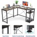 Foxemart L-Shaped Computer Desk Industrial Corner Desk Writing Study Table with Storage Shelves Space-Saving Large Gaming Desk 2 Person Table for Home Office Workstation Rustic Brown Black