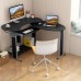 L-Shaped Computer Desk LITTLE TREE Rotating Corner Desk & Modern Office Study Workstation for Home Office or Living Room Black