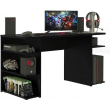 MADESA Computer Desk with Shelves Home Office Desk Writing Workstation for Large Monitor Stand Gamer Table Wood Desk Gaming Computer Desk Black