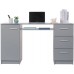 MADESA Modern Office Desk with Storage Drawers 53 inch Study Desk for Home Office Simple Style PC Table with 3 Drawers 1 Door and 1 Storage Shelf Grey