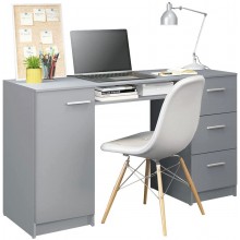 MADESA Modern Office Desk with Storage Drawers 53 inch Study Desk for Home Office Simple Style PC Table with 3 Drawers 1 Door and 1 Storage Shelf Grey