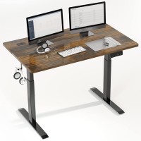 Molblly 40 x 24 Inches Electric Standing Desk Stand Up Desk for Home Office,Adjustable Desk with Black Frame & Rustic Brown Top,Quick Assembly Ergonomic Sit Stand Desk Adjustable Height