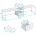 Sedeta 98 Two Person Desk Office Computer Desk with Letter A4 File Drawer Power Strip with USB Long Double Desk for Home Office with Storage Printer Shelf Monitor Stand White