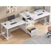 Sedeta 98 Two Person Desk Office Computer Desk with Letter A4 File Drawer Power Strip with USB Long Double Desk for Home Office with Storage Printer Shelf Monitor Stand White