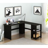 SHW L-Shaped Home Office Wood Corner Desk Espresso