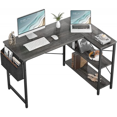 Small L Shaped Computer Desk Homieasy 47 Inch L-Shaped Corner Desk with Reversible Storage Shelves for Home Office Workstation Modern Simple Style Writing Desk Table with Storage BagBlack Oak
