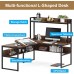 Tribesigns L Shaped Desk with Hutch and Storage Shelves 65 inch L-Shaped Corner Computer Desk with Tiltable Tabletop Large Drawing Table Workstation with CPU Stand for Home Office Rustic Brown