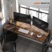 VASAGLE Computer Writing Desk 55 Inch Office Study Table Work from Home with 8 Hooks Metal Frame Industrial 55.1 Rustic Brown