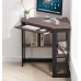 VECELO Desk with Keyboard Corner Computer Writing Shelves Compact Home Office,Rustic Natural Brown