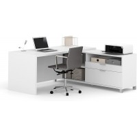 Bestar Pro-Linea L-Shaped Office Desk 72W White