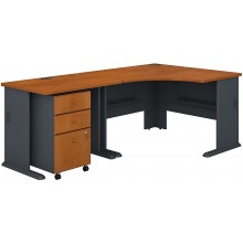 Bush Business Furniture Series A 48W Corner Desk with 36W Return and Mobile File Cabinet in Natural Cherry and Slate