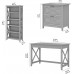 Bush Furniture Key West Writing Desk with 2 Drawer Lateral File Cabinet and 5 Shelf Bookcase 48W Cape Cod Gray
