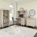 Bush Furniture Salinas Mission Desk with Hutch Lateral File Cabinet and 5 Shelf Bookcase Antique White