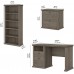 Bush Furniture Yorktown Home Office Desk with Lateral File Cabinet and 5 Shelf Bookcase 50W Restored Gray