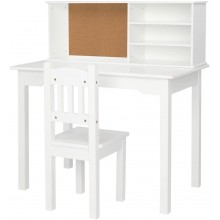DAMML Student Table and Chair Set Computer Desks for Home Office Sturdy Laptop Workstation Wooden Table Space White Computer Table Desk