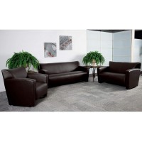 Flash Furniture HERCULES Majesty Series Reception Set in Brown LeatherSoft