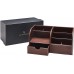 Gallaway Leather Desk Organizer Office Stationery Storage Box Organizer Holds Desk Supplies Like Business Card Pen Pencil Mobile Phone Office Accessories Brown…