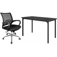 HealSmart Home Desk & Chair Set 47" Large Computer Mesh Mid-Back Height Adjustable Office 47inch Desk + Chair