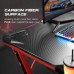 Homall 44 inch Computer Table Z Shaped PC Gaming Workstation Home Office Desk with Carbon Fiber Surface Cup Holder & Headphone Hook Classic Red 44