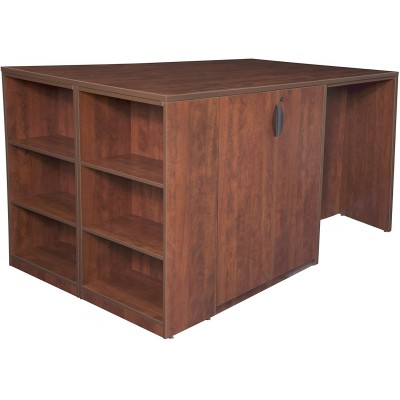 Regency Legacy Stand Set with Three Storage Cabinets one Desk and Bookcase Ends 85 x 46 Cherry