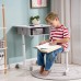 ShowMaven Student Desk and Chair Combo Height Adjustable Children's Desk and Chair Workstation with Drawer Pencil Grooves and Hanging Hooks for Home School and Training Light Grey&White