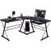 Snow Shop Everything Large Storage Space Computer Desk L Shaped Tempered Glass Desk Laptop Table with Keyboard Tray Home Office Furniture