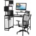 YITAHOME Computer Desk and Chair Set 49 Modern Work Desk with Shelves & Monitor Stand Writing Desk & Ergonomic Mesh Office Chair with Headrest for Home Office & Bedroom Black & Grey